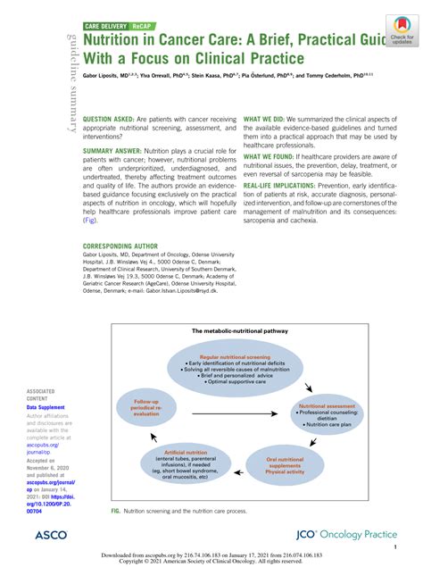 spmchrmo|Nutrition in Cancer Care: A Brief, Practical Guide With a Focus on .